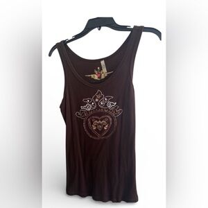 Twisted Heart Brown Embellished Tank Top